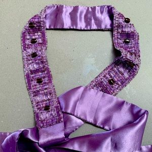 BEADED SATIN TIE BELT